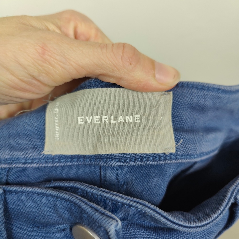 Everlane Wide Leg Crop Pants Women 4 Blue High Rise Stretch Minimalist Aesthetic - Picture 7 of 9